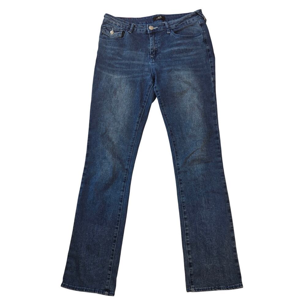 True Religion Billie Mid Rise Straight Blue Jeans 30 Womens Flap Pockets